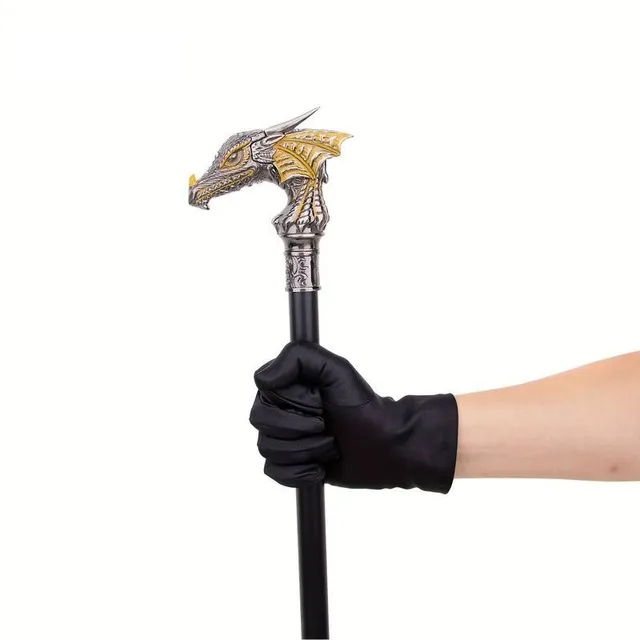 Luxury walking stick with head dragon in color gold and black: Elegant supplement for gentlemen and original gift