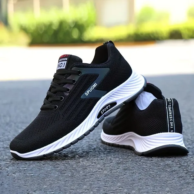 Men's running shoes - monochrome, breathable, comfortable, slippery, durable - outdoor activities