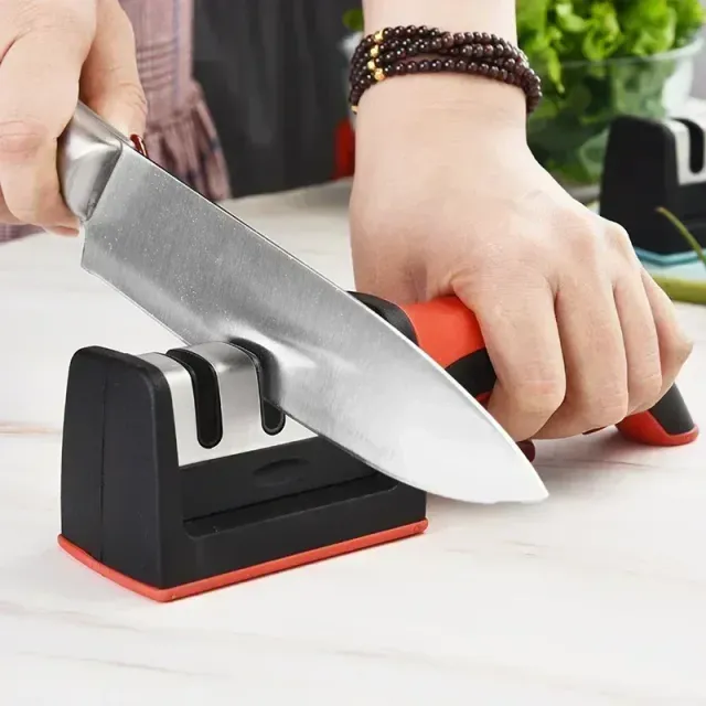 Stainless steel hand scissor sharpener with 3 degrees