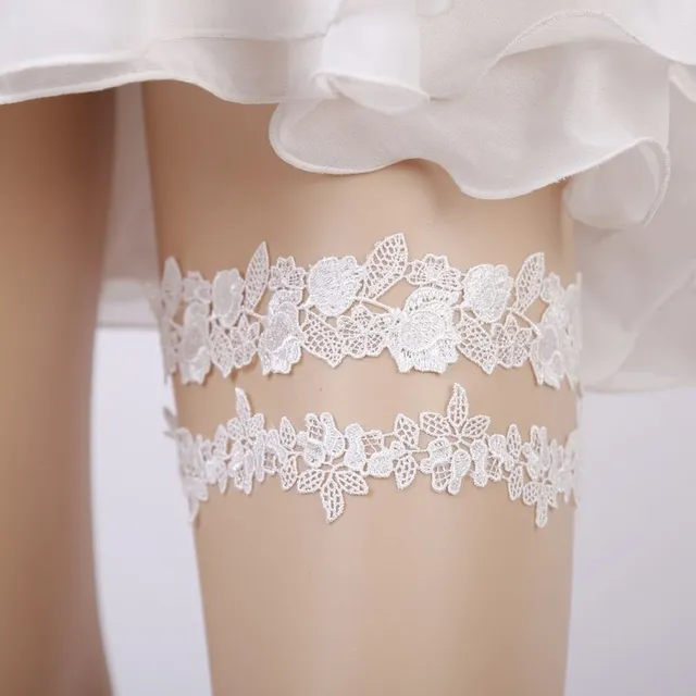 Wedding lace suspenders with flower decors 5512 One Size