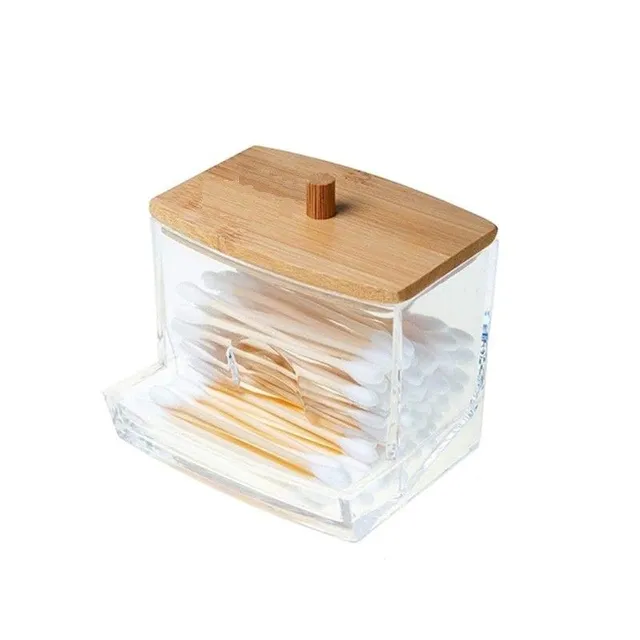 Bathroom dispenser with wooden lid