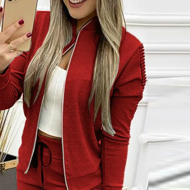 Women's tracksuit with plaid printing