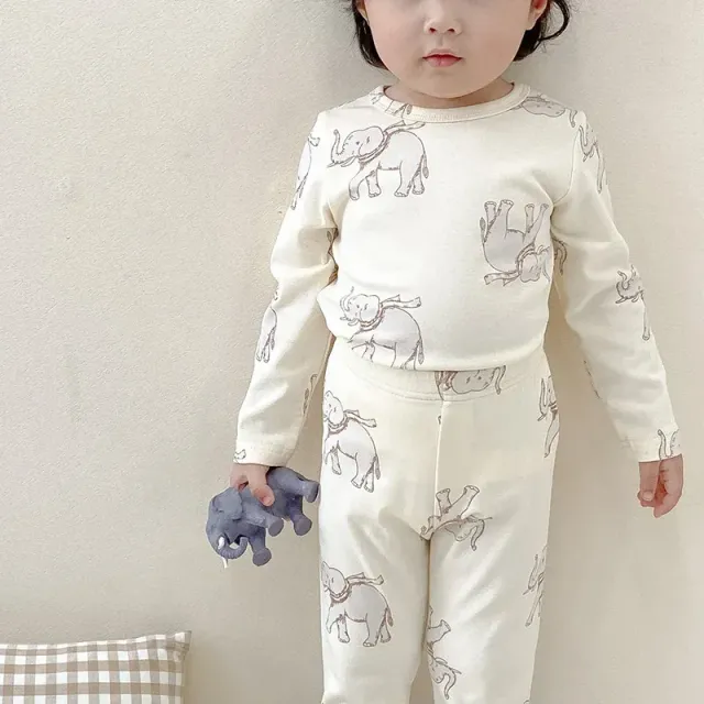 Children's unisex pajama set made of cotton with cute design for toddlers, snug fit pajamas