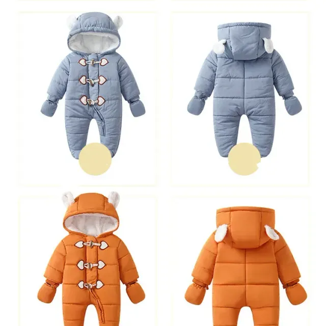 Children's winter overalls with hood and fleece lining for toddlers and children, boys and girls