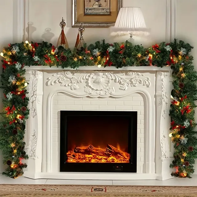 Vianočná ratanová opona s LED retiazkou, 1,8 m - vianočný stromček dekorácie, dvere, okno