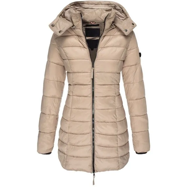 Parka de lux pentru femei Mariana pentru primăvară și toamnă beige s