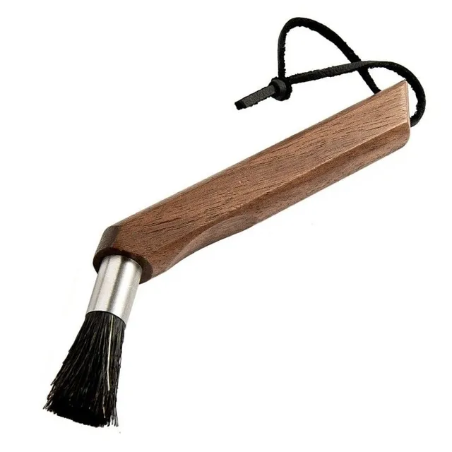 Wooden brush for cleaning coffee machine with case