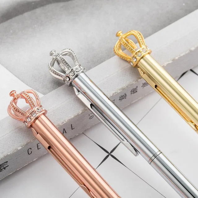 Luxury office pen with crown-shaped decoration