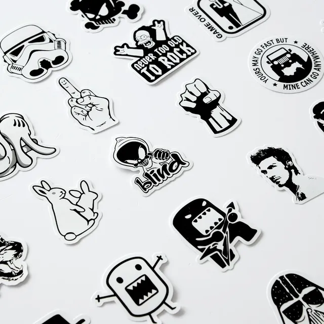 Black and white stickers 50 pcs