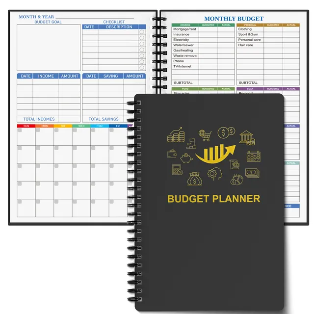 Finance and spending organizer - Monthly budget planner for efficient management (in Czech a5) Golden color