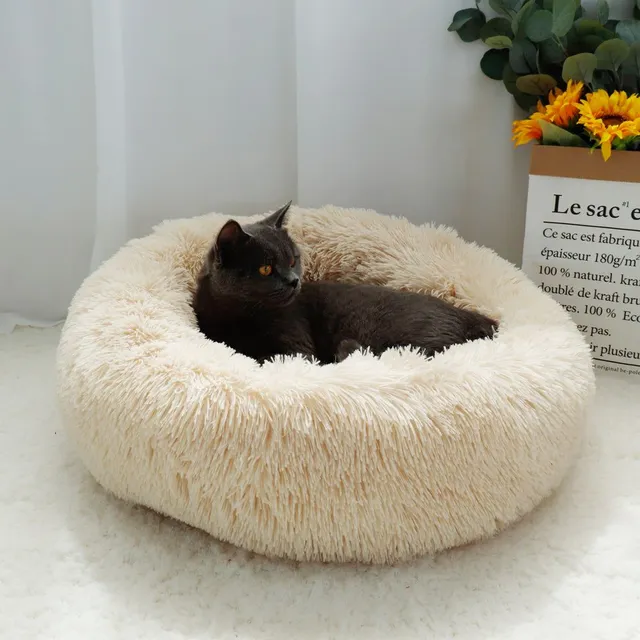 Luxury fluffy cat bed