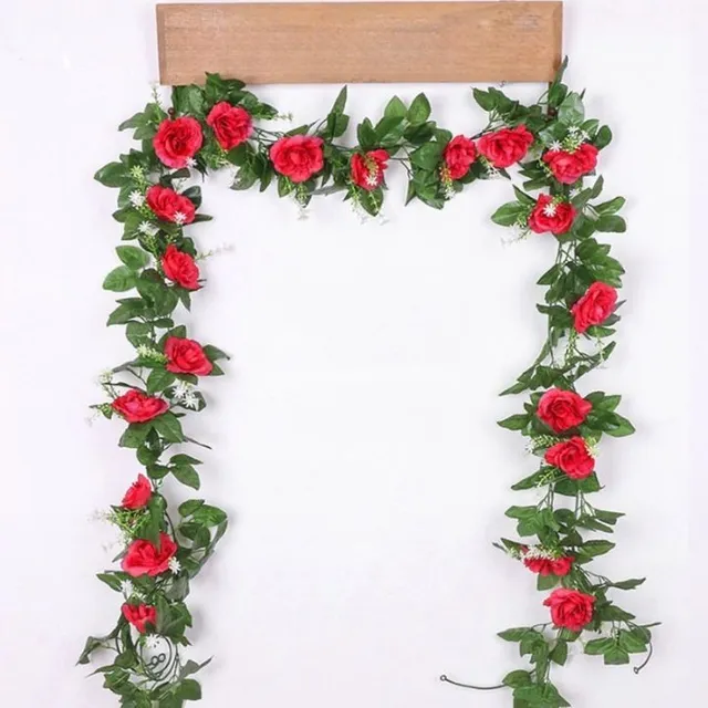 Hanging artificial flowers - garland with roses