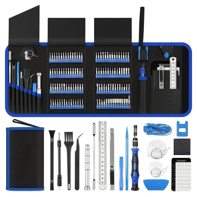 Professional set of 150 mini screwdrivers in 1 - Tool kit for repairing electronics with magnetic bits - Practical case