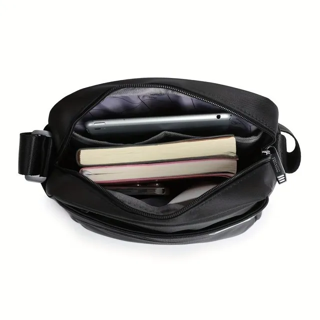 Male shoulder bag, fashion design, for leisure and work, many pockets, large capacity