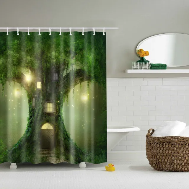 Shower curtain with nature motif