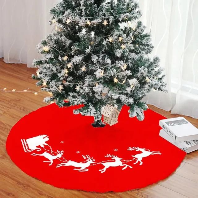 Karácsonyi tömör asztalterítő a fa alatt ünnepi motívumokkal