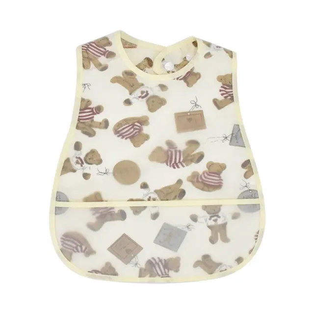 Children's impervious adjustable cotton bib with cartoon motifs