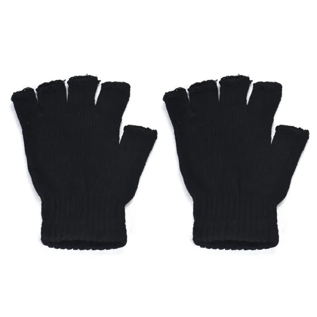 Women's knitted fingerless gloves - Black