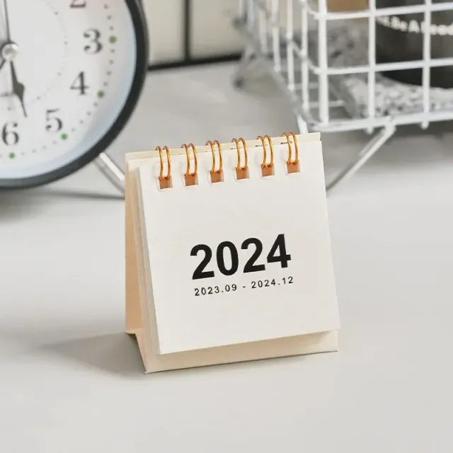 Mini table calendar for 2024 in single colour design - daily planner, annual organizer and table decoration