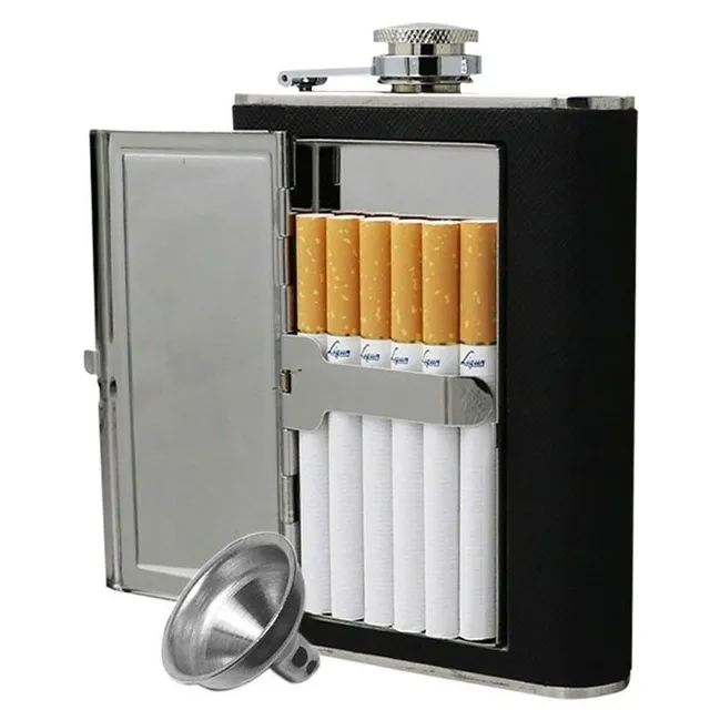 Smoking flask with cigarette case