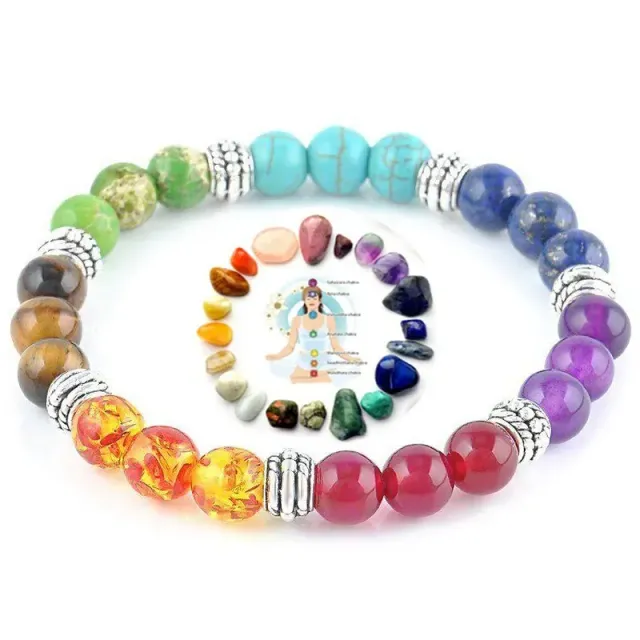 Bracelet with 7 chakra stones for reiki, yoga and energy harmonisation