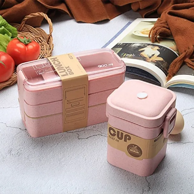 Bento food box with cutlery 2 pcs