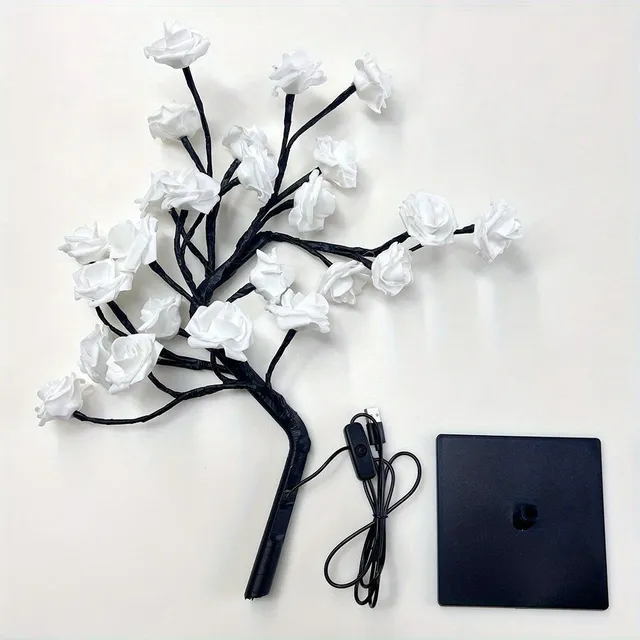 USB powered LED pink tree lamp translates to USB-powered LED rose tree lamp