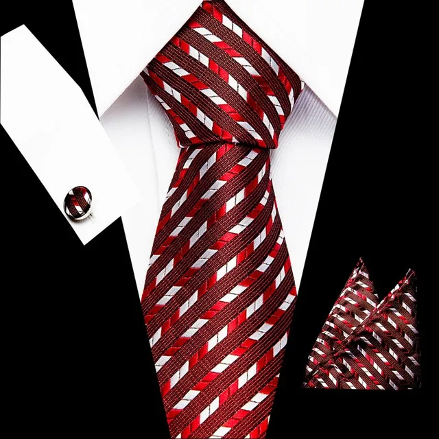 Men's business set with fashionable pattern - tie, handkerchief and cuff