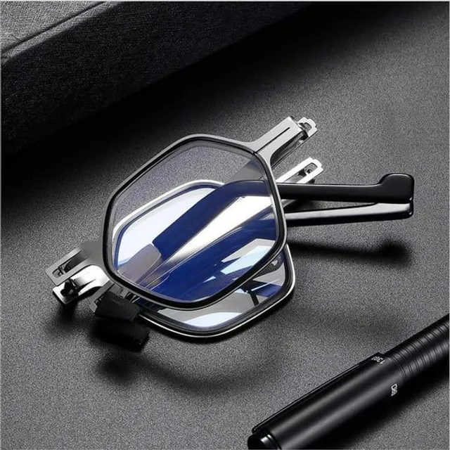 Metal modern foldable reading glasses with blue light protection glass