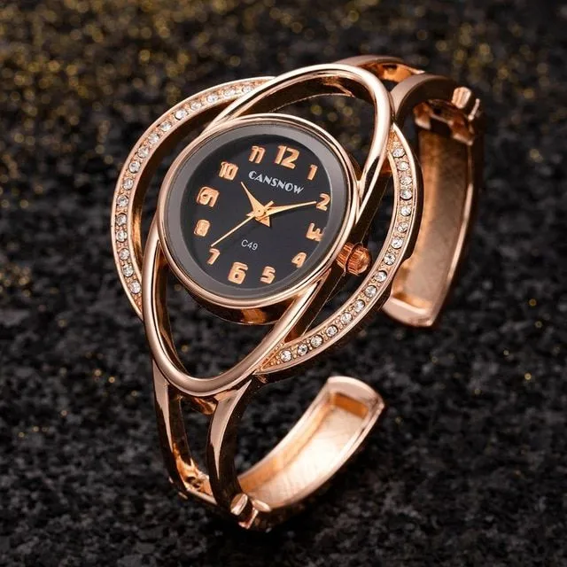 Women's Modern Luxury Dressing Watch with Stone Decorating