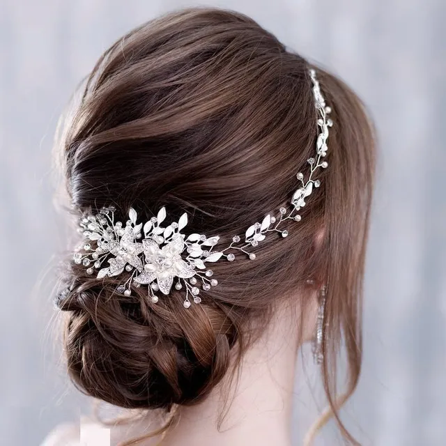 Luxusní vlasové čelenky zdobené umělými krystalovými kamínky a vzorem květin