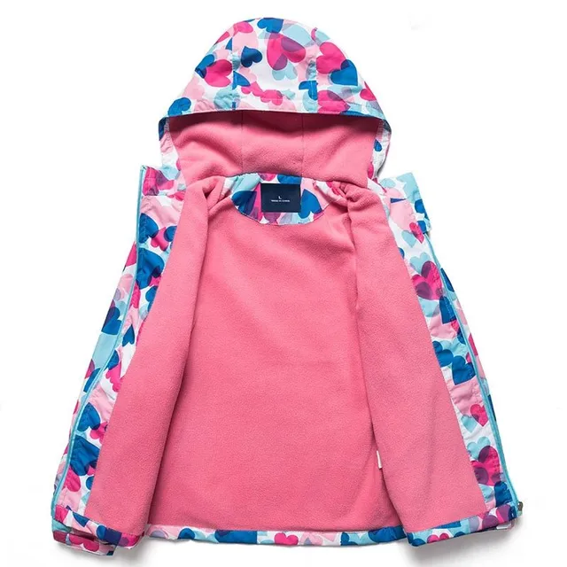 Girls spring floral fleece waterproof jacket