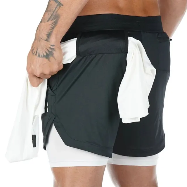 Men's summer fitness shorts with lining