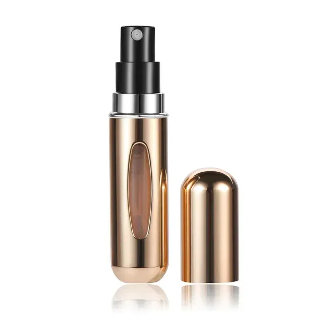 Practical portable mini bottle for perfume - indicator of quantity inside, more color variants