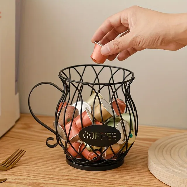 Scandinavian inspired metal coffee capsule holder - elegant stand for home & café display snacks