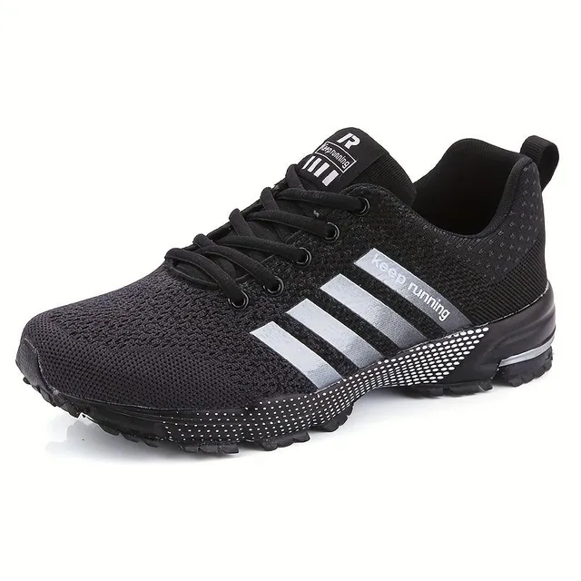 Men's striped breathable lace meshed sneakers in various colors, light running shoes and outdoor activities