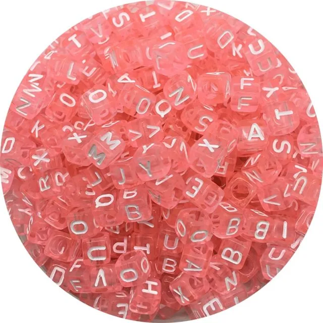 Coloured letter square beads
