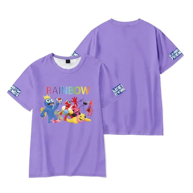 Children's trendy short sleeve T-shirt with Rainbow Friends print