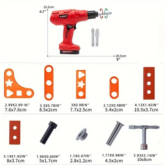 Dětská sada nářadí pro malé kutily - elektrická vrtačka, šroubovák a úložný box