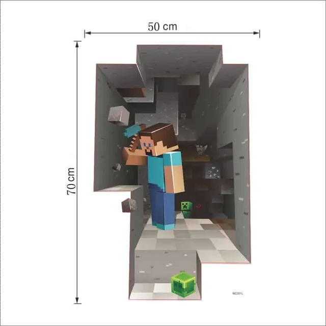 Dětská nástěnná samolepka 3D | Minecraft