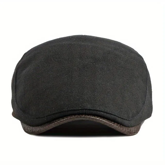 Baret bărbătesc de toamnă din țesătură herringbone