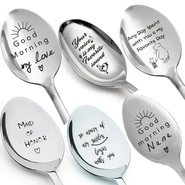 Stainless steel spoon with the inscription I Love You - suitable as an anniversary gift, Valentine's Day, birthday or wedding present