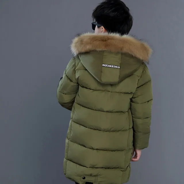 Boys winter parka with hood with fur