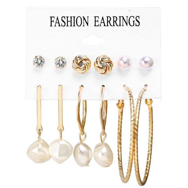 Luxury original set of modern trendy earrings in different shapes and sizes Newman