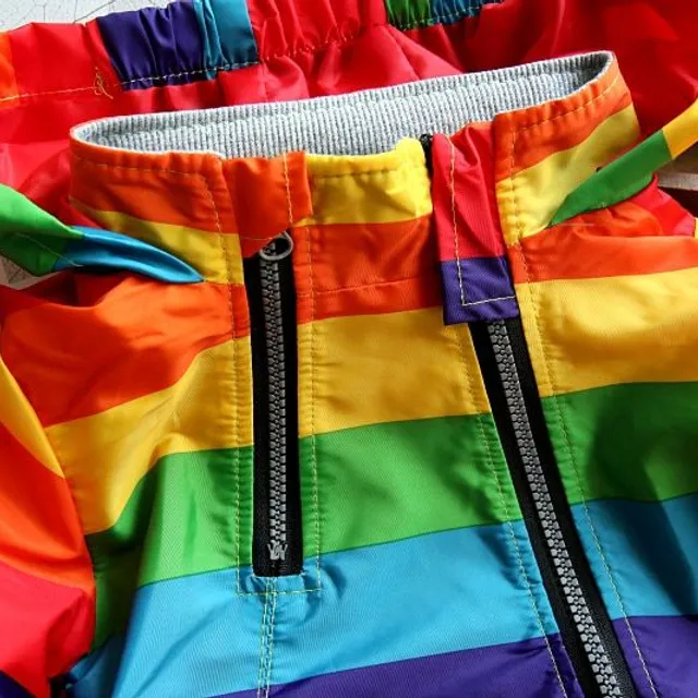 Detská Rainbow štýlová jarné parka s kapucňou