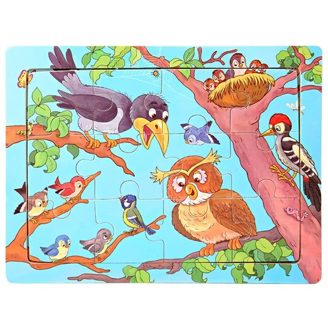 Kids cute wooden puzzle with pets 18