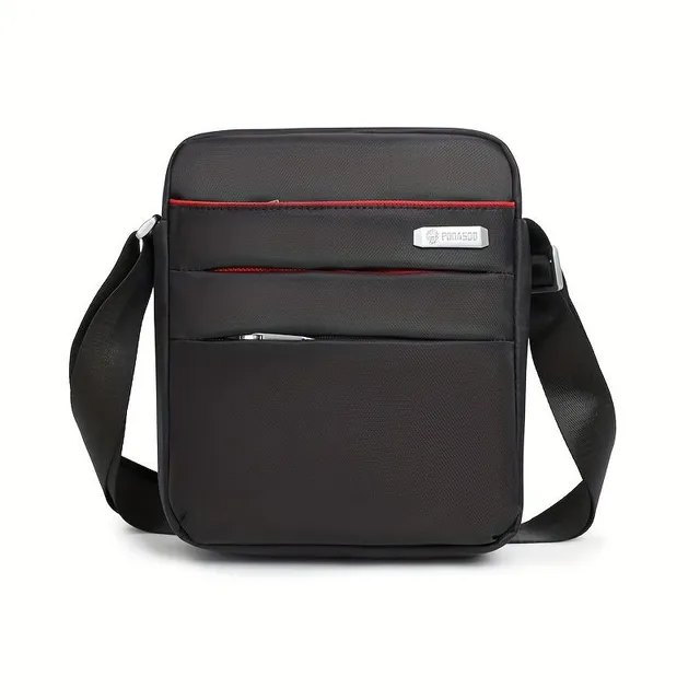 Male shoulder bag, fashion design, for leisure and work, many pockets, large capacity