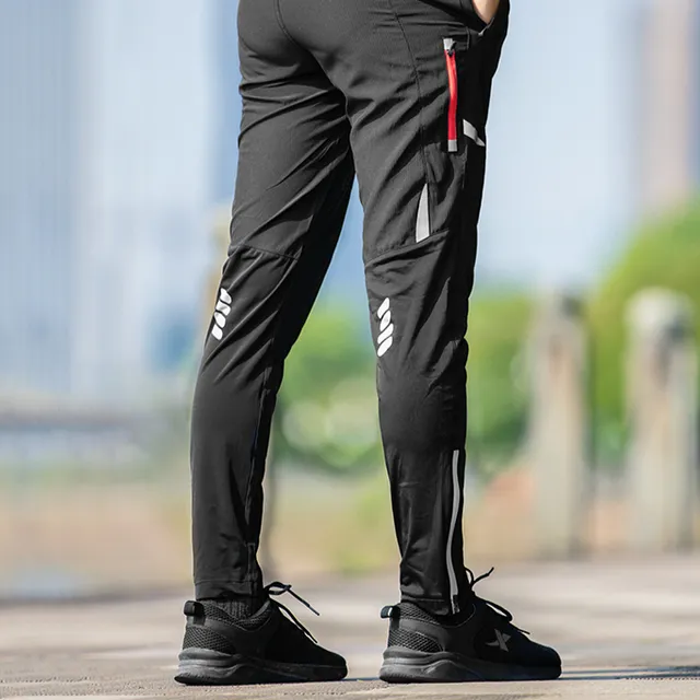 Lekkie wygodne męskie oddychające spodnie kolarskie z elementami odblaskowymi