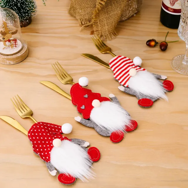 Christmas stand for cutlery with elf motif