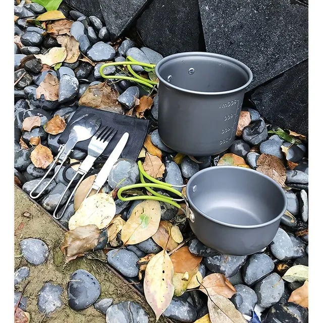 Outdoor camping utensils set, portable folding pot with dishes